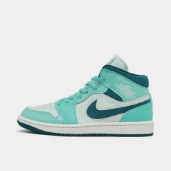 Nike Women's Air Jordan 1 Mid SE Casual Shoes Bleached Turquoise/Sky J Teal/Barely Green - DZ3745 300