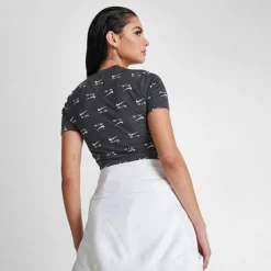 Women's Nike Air Slim-Fit Printed Crop T-Shirt Black - DZ3751 010 -Sports Fashion DZ3751 010 M4