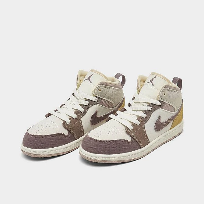 Nike Little Kids' Jordan Retro 1 Mid SE Craft Casual Shoes Sail/Taupe Haze/Fossil Stone - DZ4468 102 2 Nike Little Kids' Jordan Retro 1 Mid SE Craft Casual Shoes Sail/Taupe Haze/Fossil Stone - DZ4468 102 - Image 2