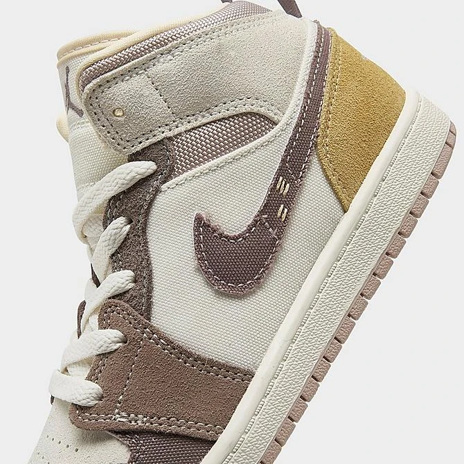 Nike Little Kids' Jordan Retro 1 Mid SE Craft Casual Shoes Sail/Taupe Haze/Fossil Stone - DZ4468 102 3 Nike Little Kids' Jordan Retro 1 Mid SE Craft Casual Shoes Sail/Taupe Haze/Fossil Stone - DZ4468 102 - Image 3