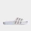 Men's Adidas Adilette Aqua Slide Sandals White/Platinum Metallic/White - EF1730 100
