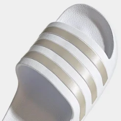 Men's Adidas Adilette Aqua Slide Sandals White/Platinum Metallic/White - EF1730 100 -Sports Fashion EF1730 100 P3