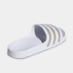 Men's Adidas Adilette Aqua Slide Sandals White/Platinum Metallic/White - EF1730 100 -Sports Fashion EF1730 100 P4