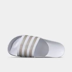 Men's Adidas Adilette Aqua Slide Sandals White/Platinum Metallic/White - EF1730 100 -Sports Fashion EF1730 100 P5