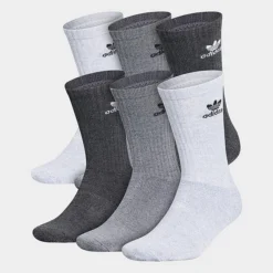 Adidas Originals Trefoil Casual Cushioned Quarter Socks (6-Pack) Heather Grey/Black/White - EV8011 HBW