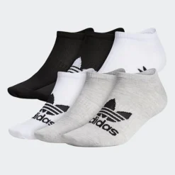 Adidas Originals Trefoil Casual Cushioned No-Show Socks (6-Pack) Grey/White/Black - EW8918 GWB