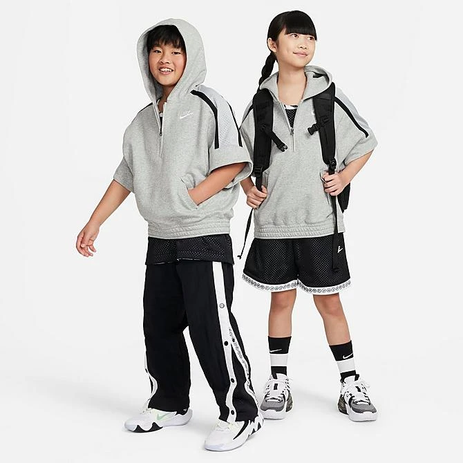 Kids' Nike Culture Of Basketball Short-Sleeve Half-Zip Basketball Hoodie Dark Grey Heather/White - FB1063 063 2 Kids' Nike Culture Of Basketball Short-Sleeve Half-Zip Basketball Hoodie Dark Grey Heather/White - FB1063 063 - Image 2