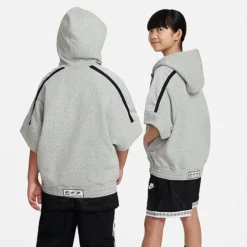 Kids' Nike Culture Of Basketball Short-Sleeve Half-Zip Basketball Hoodie Dark Grey Heather/White - FB1063 063 8 Kids' Nike Culture Of Basketball Short-Sleeve Half-Zip Basketball Hoodie Dark Grey Heather/White - FB1063 063 -Sports Fashion FB1063 063 M3
