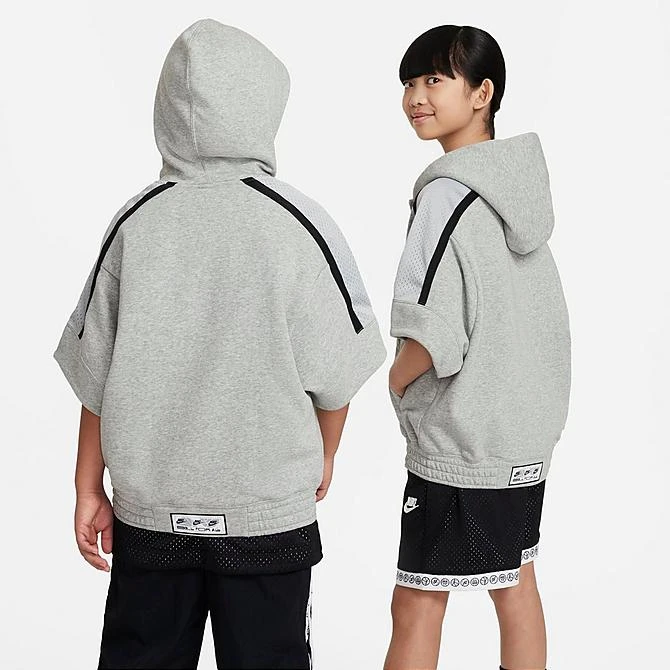 Kids' Nike Culture Of Basketball Short-Sleeve Half-Zip Basketball Hoodie Dark Grey Heather/White - FB1063 063 3 Kids' Nike Culture Of Basketball Short-Sleeve Half-Zip Basketball Hoodie Dark Grey Heather/White - FB1063 063 - Image 3