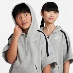 Kids' Nike Culture Of Basketball Short-Sleeve Half-Zip Basketball Hoodie Dark Grey Heather/White - FB1063 063 9 Kids' Nike Culture Of Basketball Short-Sleeve Half-Zip Basketball Hoodie Dark Grey Heather/White - FB1063 063 -Sports Fashion FB1063 063 M4