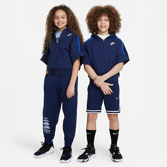 Kids' Nike Culture Of Basketball Short-Sleeve Half-Zip Basketball Hoodie Midnight Navy/White - FB1063 410 2 Kids' Nike Culture Of Basketball Short-Sleeve Half-Zip Basketball Hoodie Midnight Navy/White - FB1063 410 - Image 2