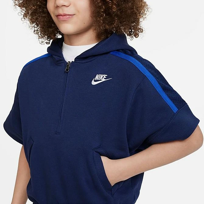 Kids' Nike Culture Of Basketball Short-Sleeve Half-Zip Basketball Hoodie Midnight Navy/White - FB1063 410 5 Kids' Nike Culture Of Basketball Short-Sleeve Half-Zip Basketball Hoodie Midnight Navy/White - FB1063 410 - Image 5