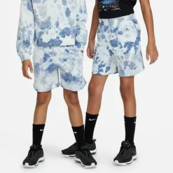 Kids' Nike Sportswear Tie-Dye Wash Club Fleece Shorts Diffused Blue/Midnight Navy - FB1337 491