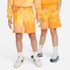 Kids' Nike Sportswear Tie-Dye Wash Club Fleece Shorts Vivid Orange/Safety Orange - FB1337 836