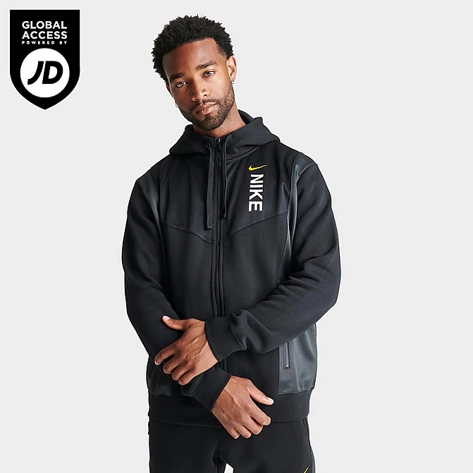 Men's Nike Sportswear Hybrid Fleece Full-Zip Hoodie Black/Dark Smoke Grey - FB1431 010 1 Men's Nike Sportswear Hybrid Fleece Full-Zip Hoodie Black/Dark Smoke Grey - FB1431 010