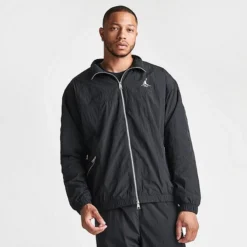 Nike Men's Jordan Essentials Warmup Full-Zip Jacket Black/Black/Sail - FB7294 010 -Sports Fashion FB7294 010 M3