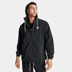 Men's Nike Club Futura Logo Full-Zip Woven Jacket Black/White - FB7397 010