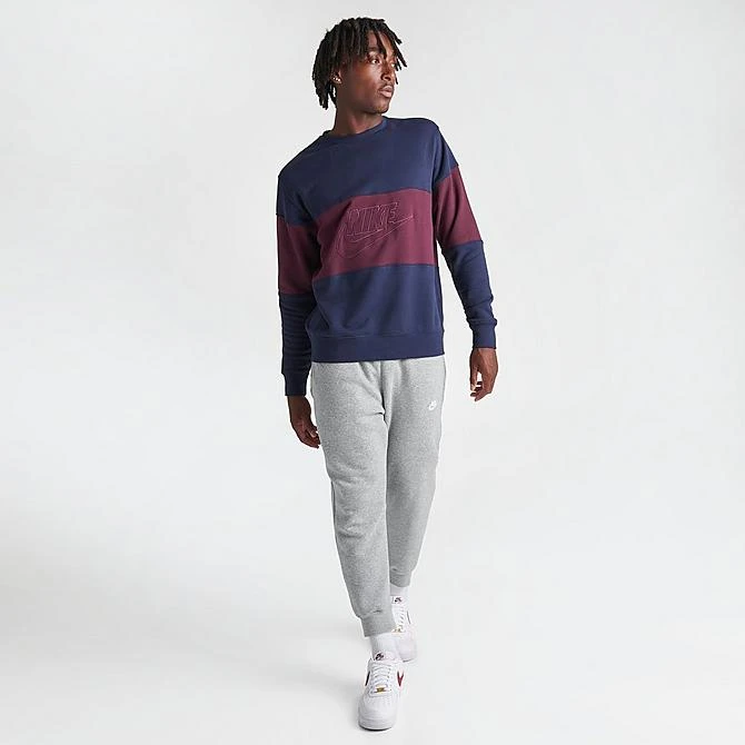 Men's Nike Club French Terry Colorblocked Crewneck Sweatshirt Midnight Navy/Night Maroon - FB7848 410 2 Men's Nike Club French Terry Colorblocked Crewneck Sweatshirt Midnight Navy/Night Maroon - FB7848 410 - Image 2