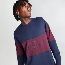 Men's Nike Club French Terry Colorblocked Crewneck Sweatshirt Midnight Navy/Night Maroon - FB7848 410 9 Men's Nike Club French Terry Colorblocked Crewneck Sweatshirt Midnight Navy/Night Maroon - FB7848 410 -Sports Fashion FB7848 410 M5