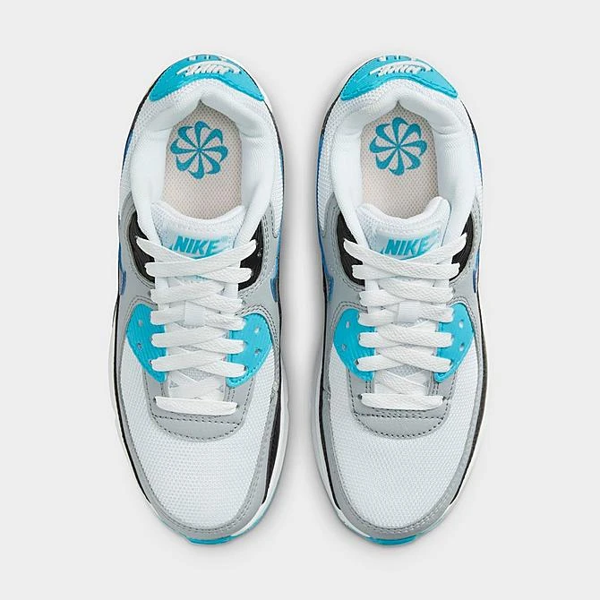 Big Kids' Nike Air Max 90 Casual Shoes White/Blue Lightning/Black/Blue Lightning - FD0678 100 5 Big Kids' Nike Air Max 90 Casual Shoes White/Blue Lightning/Black/Blue Lightning - FD0678 100 - Image 5