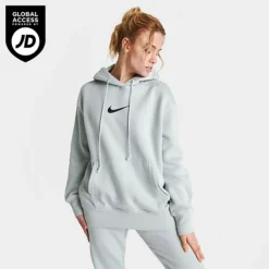 Women's Nike Sportswear Phoenix Fleece Oversized Pullover Hoodie Light Silver/Black - FD0892 034