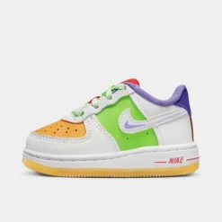 Kids' Toddler Nike Air Force 1 LV8 Casual Shoes White/White/Space Purple/Sundial/Action Green/Sea Coral - FD1037 100