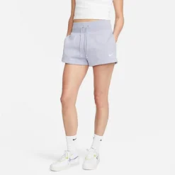 Women's Nike Sportswear Phoenix Fleece High-Rise Shorts Indigo Haze/Sail - FD1409 519