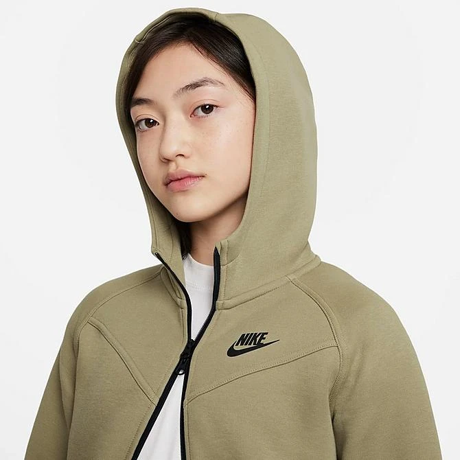 Girls' Nike Sportswear Tech Fleece Full-Zip Hoodie Neutral Olive/Black - FD2979 276 4 Girls' Nike Sportswear Tech Fleece Full-Zip Hoodie Neutral Olive/Black - FD2979 276 - Image 4