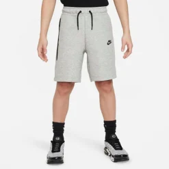 Boys' Nike Tech Fleece Shorts Dark Grey Heather/Black/Black - FD3289 063