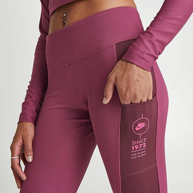 Women's Nike Ribbed Sports Utility Leggings Rosewood/Night Maroon - FD4237 653 5 Women's Nike Ribbed Sports Utility Leggings Rosewood/Night Maroon - FD4237 653 - Image 5