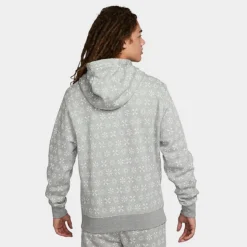Men's Nike Sportswear Club Fleece Monogram Hoodie Dark Grey Heather/White - FJ1635 063 -Sports Fashion FJ1635 063 M3