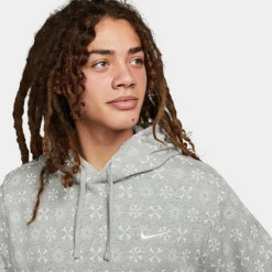 Men's Nike Sportswear Club Fleece Monogram Hoodie Dark Grey Heather/White - FJ1635 063 -Sports Fashion FJ1635 063 M4