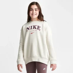 Girls' Nike Sportswear Oversized Sweatshirt Light Orewood Brown - FJ5286 104 -Sports Fashion FJ5286 104 M3