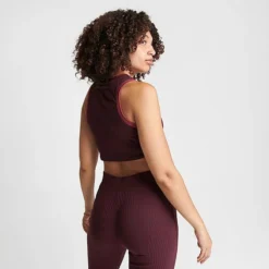 Women's Nike Sportswear Essentials Ribbed Cropped Tank Top Burgundy Crush - FN3170 652 -Sports Fashion FN3170 652 M4