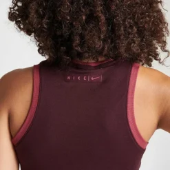 Women's Nike Sportswear Essentials Ribbed Cropped Tank Top Burgundy Crush - FN3170 652 -Sports Fashion FN3170 652 M6