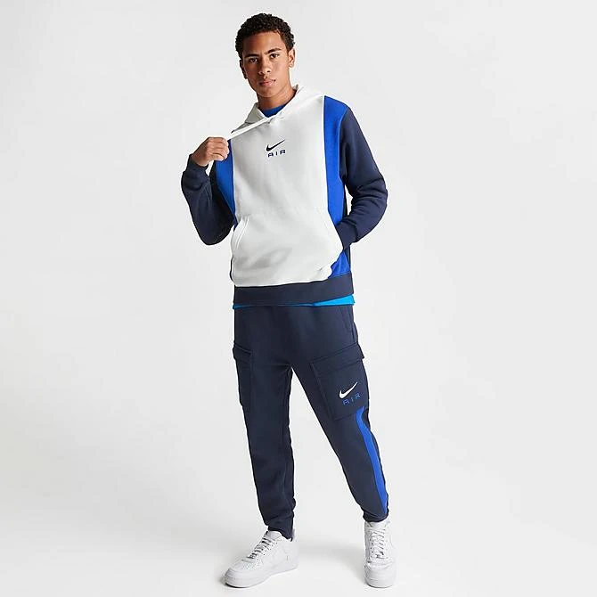 Men's Nike Air Retro Swoosh Fleece Pullover Hoodie Summit White/Obsidian/Game Royal - FN7691 122 2 Men's Nike Air Retro Swoosh Fleece Pullover Hoodie Summit White/Obsidian/Game Royal - FN7691 122 - Image 2