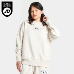 Women's Nike Sportswear Swoosh Life Phoenix Fleece Oversized Crewneck Sweatshirt Light Orewood Brown - FN7703 104