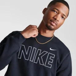 Men's Nike Sportswear Club Fleece Wordmark Crewneck Sweatshirt Black/Multi - FQ6151 010 -Sports Fashion FQ6151 010 M5