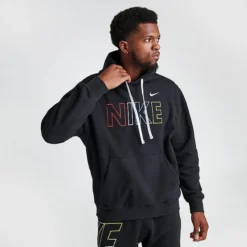 Men's Nike Sportswear Club Fleece Wordmark Pullover Hoodie Black/Multi - FQ6155 011 -Sports Fashion FQ6155 011 M3