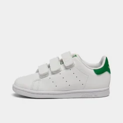 Kids' Toddler Adidas Originals Stan Smith Hook-and-Loop Strap Casual Shoes Cloud White/Cloud White/Green - FX7532 100