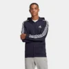 Men's Adidas Essentials Fleece 3-Stripes Full Zip Hoodie Ink - GK9053 408