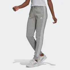 Women's Adidas Essentials Slim Tapered Cuffed Jogger Pants Medium Grey Heather/White - GV6020 035