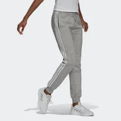 Women's Adidas Essentials Slim Tapered Cuffed Jogger Pants Medium Grey Heather/White - GV6020 035 -Sports Fashion GV6020 035 M3
