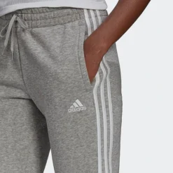 Women's Adidas Essentials Slim Tapered Cuffed Jogger Pants Medium Grey Heather/White - GV6020 035 -Sports Fashion GV6020 035 M4