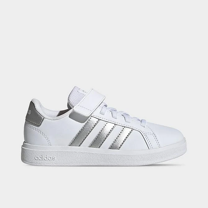 Little Kids' Adidas Grand Court Hook-And-Loop Stretch Lace Casual Shoes White/Matte Silver/Matte Silver - GW6516P 100 1 Little Kids' Adidas Grand Court Hook-And-Loop Stretch Lace Casual Shoes White/Matte Silver/Matte Silver - GW6516P 100