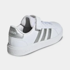 Little Kids' Adidas Grand Court Hook-And-Loop Stretch Lace Casual Shoes White/Matte Silver/Matte Silver - GW6516P 100 9 Little Kids' Adidas Grand Court Hook-And-Loop Stretch Lace Casual Shoes White/Matte Silver/Matte Silver - GW6516P 100 -Sports Fashion GW6516P 100 P4