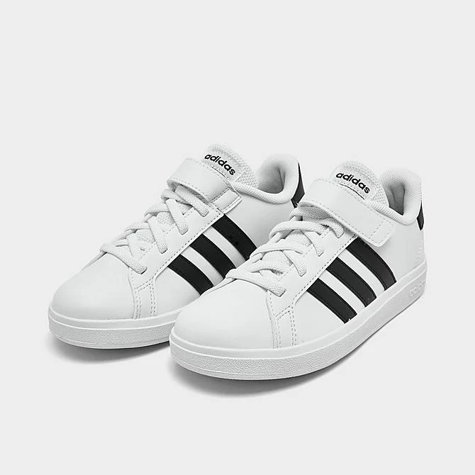 Little Kids' Adidas Grand Court Hook-And-Loop Stretch Lace Casual Shoes Cloud White/Core Black/Core Black - GW6521 100 2 Little Kids' Adidas Grand Court Hook-And-Loop Stretch Lace Casual Shoes Cloud White/Core Black/Core Black - GW6521 100 - Image 2
