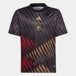 Kids' Adidas Germany 2022 Pre-Match Soccer Jersey Black/Grey Six/Team Victory Red/St Tan - HC1284 001