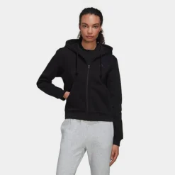 Women's Adidas ALL SZN Fleece Full-Zip Hoodie Black - HC8848 001