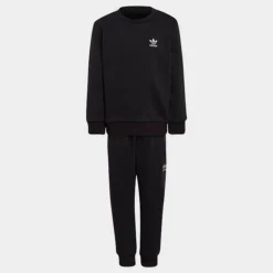 Little Kids' Adidas Originals Adicolor Crewneck Sweatshirt And Jogger Pants Set Black - HC9512 001